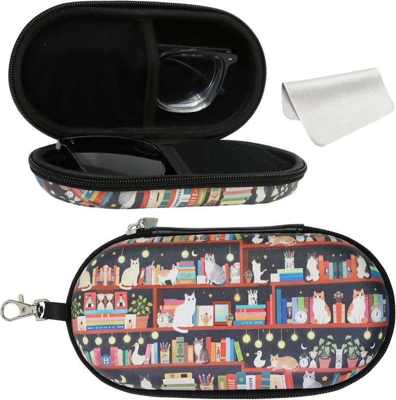 FlyingMage Store Double Eyeglasses Case, Hard Shell Dual Sunglasses Organizer with Zipper Clip Travel Glasses Storage for Women Men - Image 1